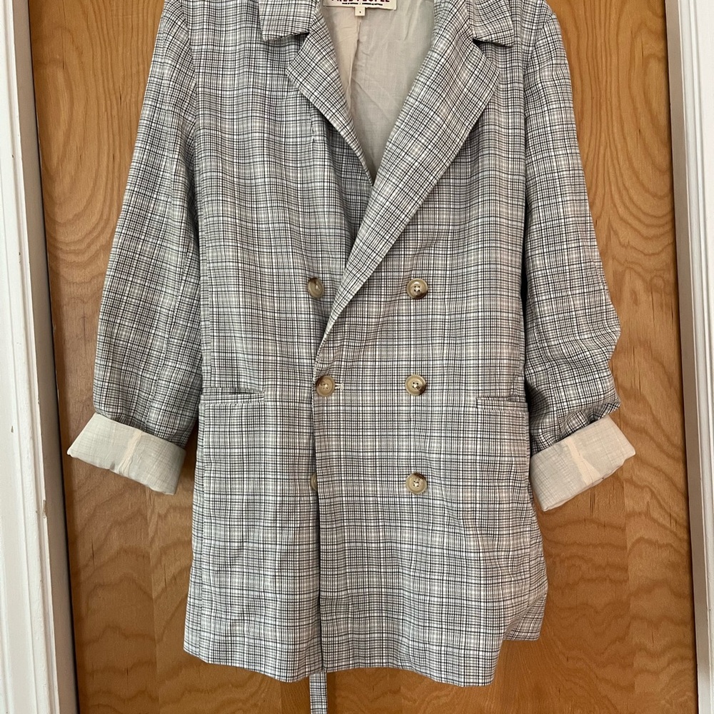Free People Gray Checkered Blazer